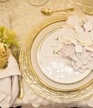 Paper Flowers and Laser-Cut Place Cards
Photography: Carasco Photography
Read More:
http://www.insideweddings.com/weddings/parisian-inspired-styled-shoot-with-spring-florals/956/ golden rose laser-cut engraved place card, elaborate paper flower
