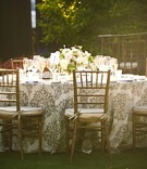 Gold Reception Décor
Photography: BLR Life Photography and Cinema
Read More:
http://www.insideweddings.com/weddings/summer-wedding-with-neutral-colors-in-napa-california/448/ Alfresco reception table with gilt chairs and linens