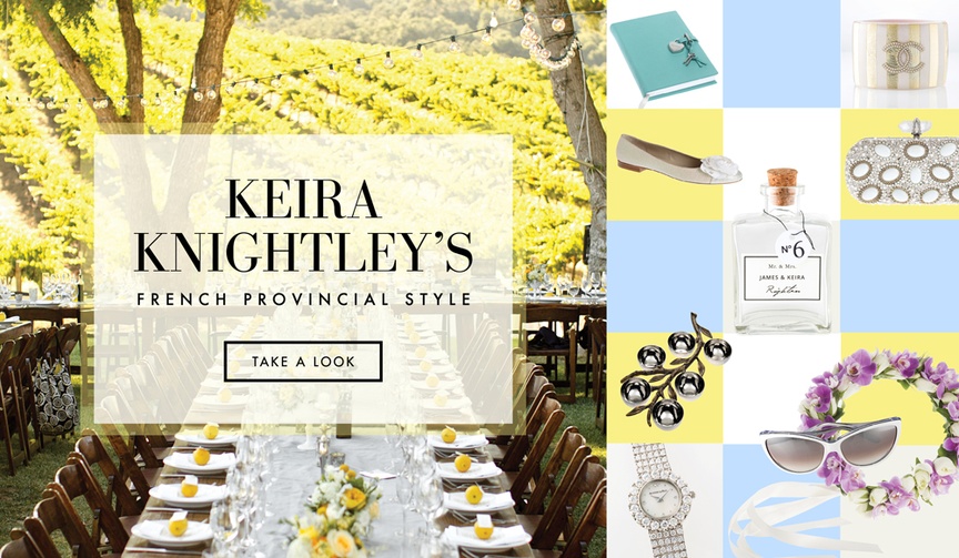 Keira Knightley Wedding Style
Article: Be Inspired by the Charming French Wedding of Keira Knightley
Photography: Mike Larson
Read More:
http://www.insideweddings.com/news/celebrity-style/be-inspired-by-the-charming-french-wedding-of-keira-knightley/2452/ Discover how to obtain the elegant wedding style of Keira Knightley and James Righton.