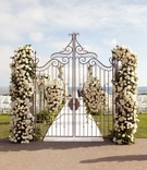 Floral-Embellished Gate
Photography: Aaron Delesie Photographer
Read More:
http://www.insideweddings.com/weddings/all-white-beach-ceremony-sophisticated-ballroom-reception/364/ Heavenly ceremony entrance wrought-iron doors