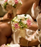 Romantic Bridesmaid Bouquets
Photography: Christian Oth Studio
Read More:
http://www.insideweddings.com/weddings/summer-wedding-packed-with-details-at-the-new-york-public-library/235/ Bridesmaids sitting at ceremony holding flowers