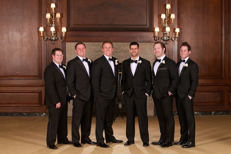 Formal Groomsmen in Tuxedos
Photography: Bob %26 Dawn Davis Photography
Read More:
http://www.insideweddings.com/weddings/glamorous-ivory-blush-spring-wedding-at-a-private-club-in-chicago/685/ Groom and groomsmen in black and white tuxedos with bow ties