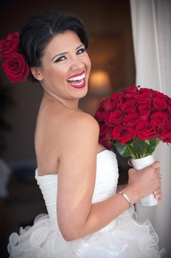 Photography: John Solano Photography
Read More:
http://www.insideweddings.com/inspiration/board/167/iwadmin2/radiant-red-wedding-details/ Red rose bouquet and dark red lipstick