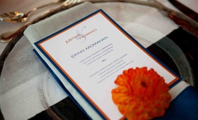 Blue %26 Orange Menu Card
Photography: Zuma Photo
Read More:
http://www.insideweddings.com/weddings/modern-outdoor-wedding-in-park-city-utah/420/ Personalized wedding menu with blue and orange border