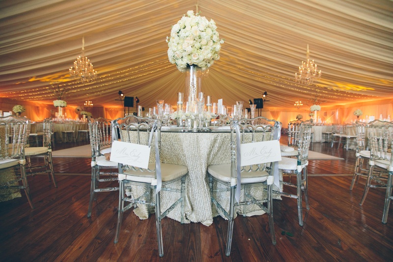Tented Reception Space
Photography: David %26 Tammy Molnar
Read More:
http://www.insideweddings.com/weddings/an-exquisite-backyard-wedding-in-tennessee/532/ Sequined tablecloths and chandelier lighting