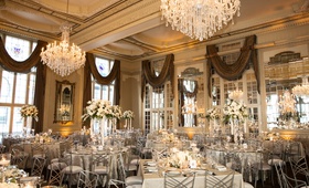 Elegant Reception Space
Photography: L Photographie
Read More:
http://www.insideweddings.com/weddings/church-ceremony-elegant-reception-with-silver-details/1127/ missouri athletic club wedding reception, chandeliers, silver linens and chairs
