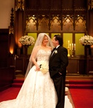 Couple at Church Ceremony
Photography: Jay Lawrence Goldman Photography
Read More:
http://www.insideweddings.com/weddings/classic-wedding-with-crystal-golden-details-in-beverly-hills/1/ Bride and groom on aisle runner at church