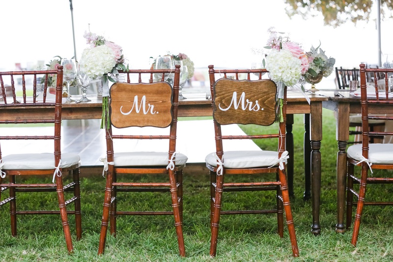 Reception Decor Photos Wooden Mr And Mrs Signs On Chairs