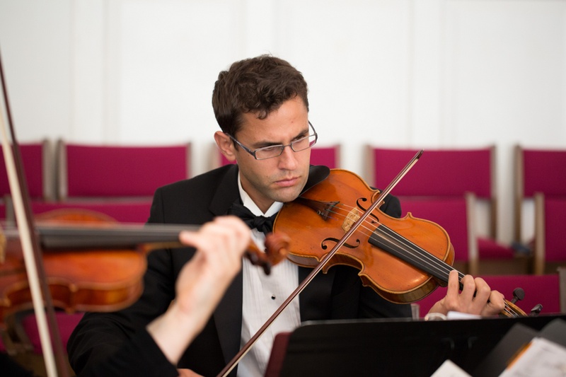 Violin Ceremony Performance
Photography: Aaron Watson Photography
Read More:
http://www.insideweddings.com/weddings/classic-virginia-wedding-inspired-by-grace-kellys-elegance/511/ Man playing violin at church wedding ceremony