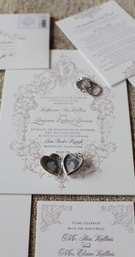 Romantic Wedding Invitations
Photography: Elizabeth Messina
Read More:
http://www.insideweddings.com/weddings/georgetown-cupcake-cofounder-katherine-kallinis-california-wedding/405/ Lehr and Black wedding invites with locket on top