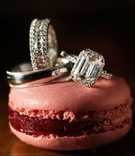 Rings
Photography: STAK Photography
Read More:
http://www.insideweddings.com/weddings/new-york-country-club-wedding-incorporating-chinese-customs/426/ Engagement ring with emerald-cut diamond and pave band with diamond wedding band and groom's band