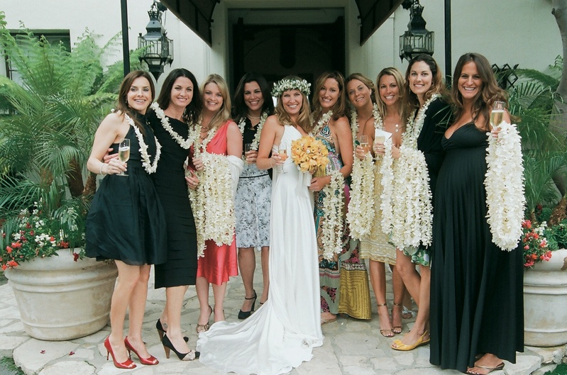 Hawaiian Lei Welcome Gift
Photography: frame.thirty.six photography
Read More:
http://www.insideweddings.com/weddings/tropical-inspired-spring-wedding-at-the-bel-air-bay-club/236/ Bride with female friends passing out white orchid leis