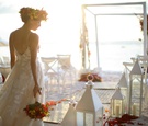 Bride Walking Down Beach Aisle, Colorful Motif