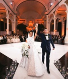 Wedding Guests in the Round
Photography: Callaway Gable
Read More:
http://www.insideweddings.com/weddings/modern-in-the-round-ceremony-whimsical-garden-inspired-reception/1155/ Bride and groom announced husband and wife ceremony seating in the round vibiana columns white stage