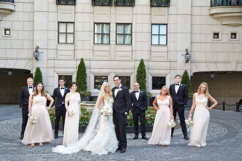 Bride and Groom with Bridal Party
Photography: KingenSmith
Read More:
http://www.insideweddings.com/weddings/catholic-ceremony-soft-romantic-fairy-tale-reception-in-chicago/754/ bride in vera wang gown groom in tuxedo with bridal party, bridesmaids in cream bridesmaid dresses