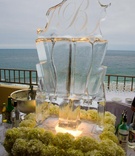 Monogrammed Ice Sculpture
Photography: Lawrence Crandall Photography
Read More:
http://www.insideweddings.com/weddings/white-black-gold-oceanside-wedding-in-california/309/ Oceanfront cocktail hour ice luge bar