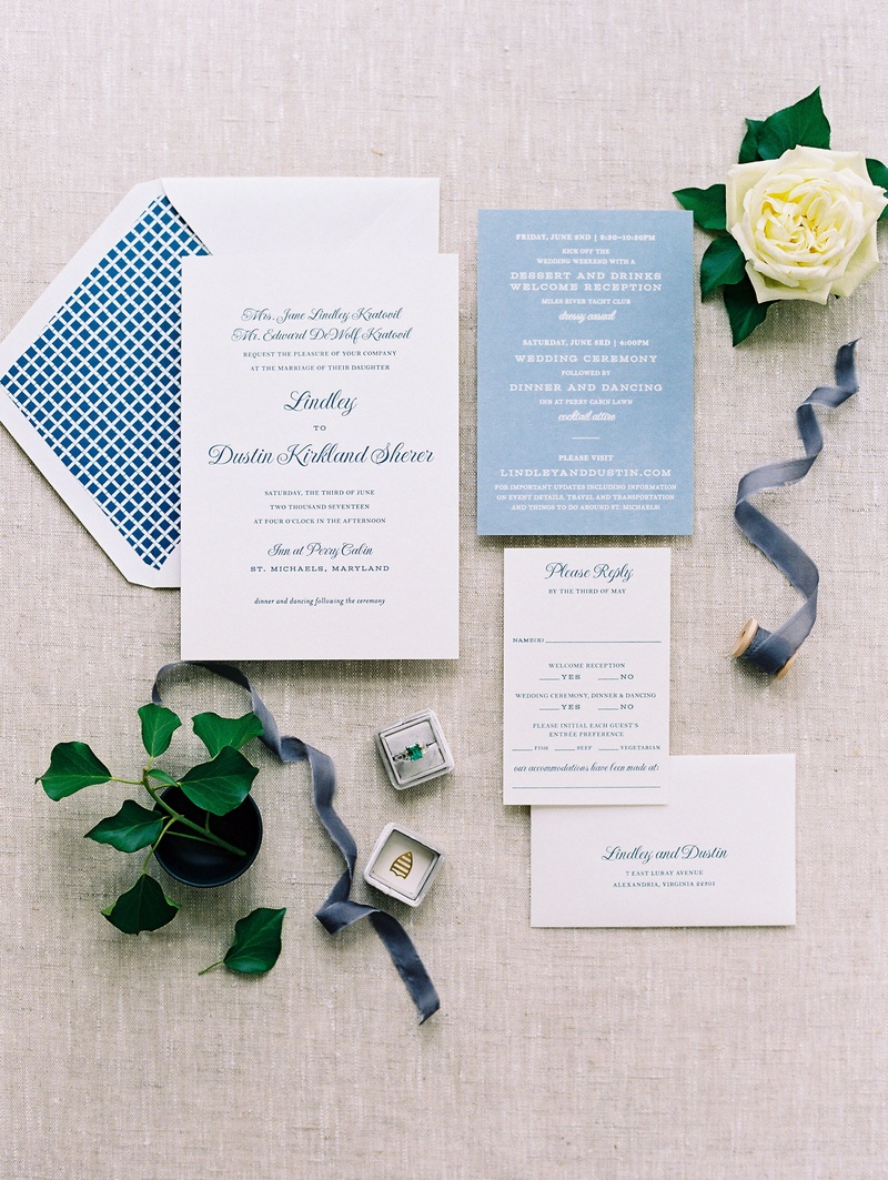 White %26 Blue Coastal Invitation Suite
Photography: Bonnie Sen Photography
Read More:
http://www.insideweddings.com/weddings/outdoor-ceremony-tented-reception-by-a-tranquil-river-in-maryland/1088/ Wedding by the water blue and white wedding invitation suite envelope liner geometric