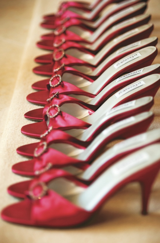 Pink Bridesmaid Shoes
Photography: Mermin + Christie Photographers
Read More:
http://www.insideweddings.com/weddings/tropical-theme-beach-wedding-in-naples-florida/184/ row of pink open toe sandals for bridesmaids