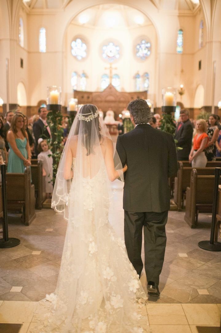 Church Wedding Veil
Photography: Harwell Photography
Read More:
http://www.insideweddings.com/weddings/romantic-woodland-inspired-atlanta-wedding-with-natural-details/433/ Claire Pettibone veil and dress on bride walking down aisle