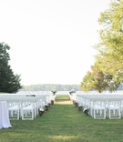 Simple Plantation Wedding Ceremony
Photography: Patricia Lyons Photography
Read More:
http://www.insideweddings.com/weddings/southern-outdoor-wedding-at-the-grooms-plantation-in-virginia/1003/ Plantation wedding ceremony overlooking lake with magnolia flowers in hurricane vases white chairs
