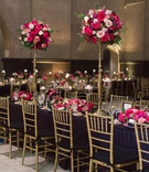 Head Table with Black Linens
Photography: Amanda Donaho Photography
Read More:
http://www.insideweddings.com/weddings/black-and-white-museum-wedding-with-pops-of-bright-pink/1228/ black linens, gold chiavari chairs, bright pink flowers