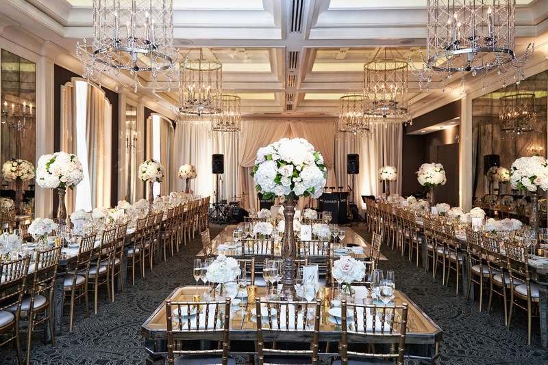Reception Tables in Rows
Photography: KingenSmith
Read More:
http://www.insideweddings.com/weddings/catholic-ceremony-soft-romantic-fairy-tale-reception-in-chicago/754/ waldorf astoria chicago reception space with long mirror tables for guests
