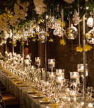 Orchids %26 Orbs Above Guest Tables
Photography: Josephine Photography
Read More:
http://www.insideweddings.com/weddings/traditional-jewish-ceremony-romantic-yellow-reception-in-nyc/1036/ Wedding reception trellis centerpiece with candles on table yellow flowers glass orbs