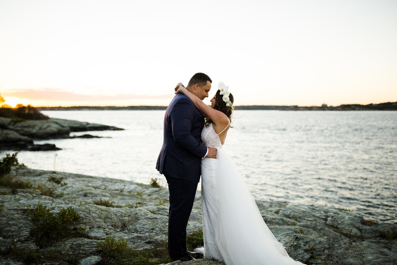 Groom in Navy, Bride with Flower Crown Embrace
Photography: Joe Laurin Photography
Read More:
http://www.insideweddings.com/weddings/simple-chic-seaside-wedding-with-white-palette-in-rhode-island/953/ groom navy suit bride dress flower crown newport rhode island ocean shoreline berta bridal desinger