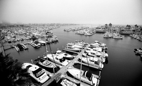 Marina del Rey Harbor
Photography: Yvette Roman Photography
Read More:
http://www.insideweddings.com/weddings/sherry-jackson-gordy-and-ck-johnson/294/ Black and white photo of docked boats