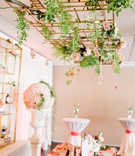 Cascading Greenery and Perfume Bottles
Photography: Mae B Photo
Read More:
http://www.insideweddings.com/weddings/charming-bridal-shower-with-lush-florals-and-creative-activities/1225/ bridal shower activities fragrance class make your own perfume, greenery decorations