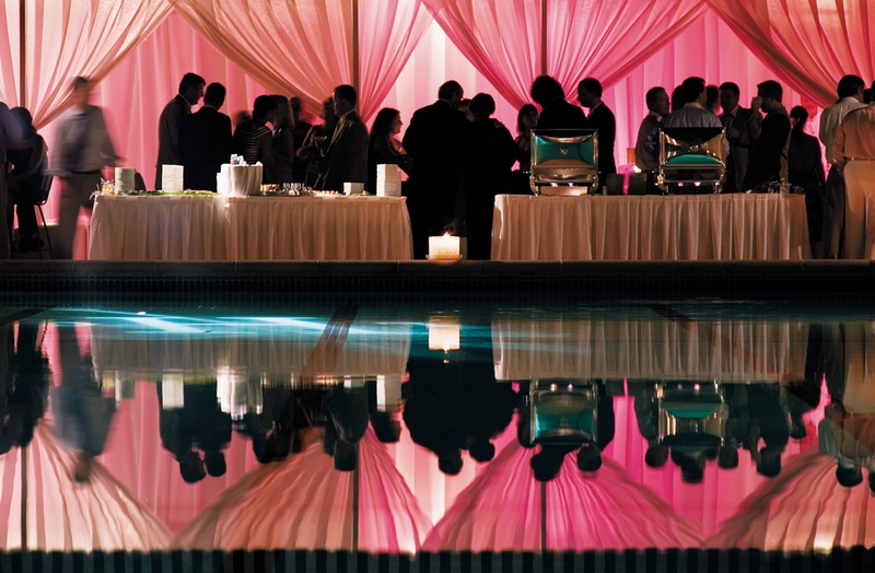 Poolside Buffet
Photography: Mermin + Christie Photographers
Read More:
http://www.insideweddings.com/weddings/tropical-theme-beach-wedding-in-naples-florida/184/ buffet table serves entrees next to swimming pool