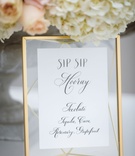 "Sip Sip Hooray" Bar Menu
Photography: Jess + Nate Studios
Read More:
http://www.insideweddings.com/weddings/museum-wedding-with-gorgeous-rooftop-ceremony-in-washington-dc/1101/ White menu calligraphy sip sip hooray wedding ideas calligraphy gold mirror translucent mat