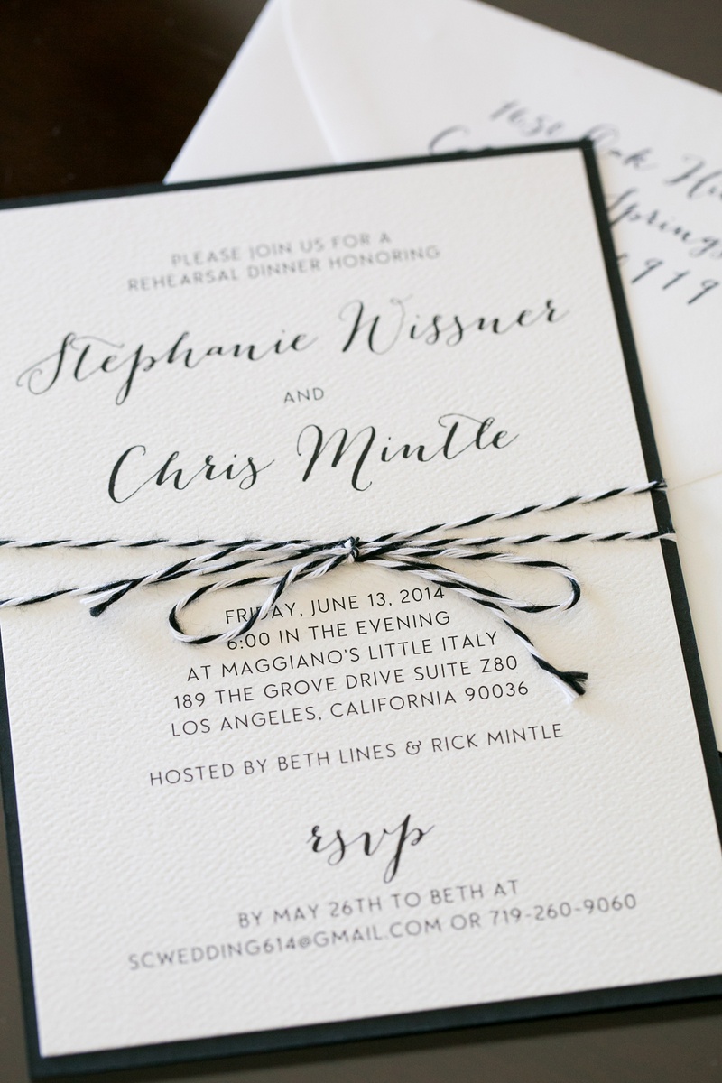 Black-and-White Invitation
Photography: Callaway Gable
Read More:
http://www.insideweddings.com/weddings/sunset-ceremony-neutral-toned-ballroom-reception-in-beverly-hills/578/ Rehearsal dinner invite with black and white string