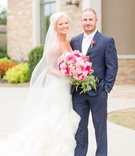 Alabama Bride %26 Groom
Photography: AL Weddings
Read More:
http://www.insideweddings.com/weddings/sophisticated-southern-wedding-with-pink-gold-color-palette/1212/ bride in strapless wedding dress with veil and large pink rose bouquet groom in navy suit brown shoe