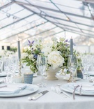 Touches of Lavender and Blue
Photography: Melani Lust Photography
Read More:
http://www.insideweddings.com/weddings/indoor-ceremony-and-tented-reception-with-modern-neutral-palette/1073/ grey and white wedding with blue thistles and lavender flowers