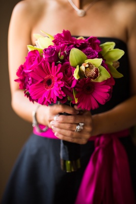 pink black and white weddings