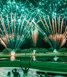 Guests Celebrating in Pool with Fireworks
Photography: Jennifer Lindberg Weddings
Read More:
http://www.insideweddings.com/weddings/angela-akins-and-sergio-garcia/1164/ Pro Golfer 2017 Masters Tournament winner Sergio Garcia wedding firework show surprise pool party