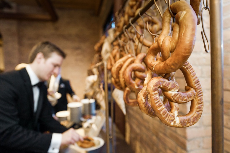 Soft Pretzels at Wedding Reception
Photography: Carasco Photography
Read More:
http://www.insideweddings.com/weddings/rustic-chic-wedding-with-personalized-modern-details-in-chicago/1366/ wedding reception food station pretzels hanging