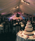 Tented Reception Space
Photography: Paul Barnett Photographer
Read More:
http://www.insideweddings.com/weddings/at-home-spring-affair-in-southern-california/37/ Twinkling lights and four layer cake