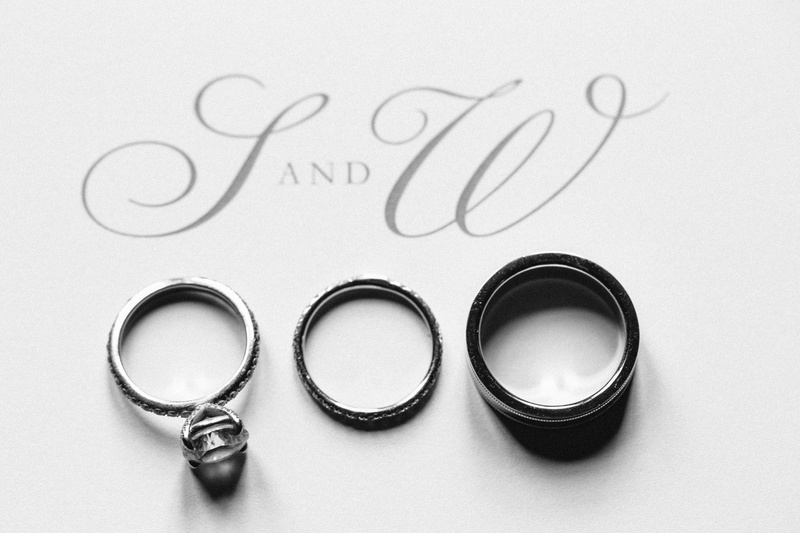 The Wedding Rings
Photography: David %26 Tammy Molnar
Read More:
http://www.insideweddings.com/weddings/an-exquisite-backyard-wedding-in-tennessee/532/ Black and white photo of bands and initials