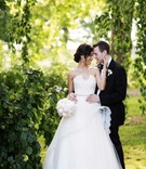 Bride and Groom
Photography: STAK Photography
Read More:
http://www.insideweddings.com/weddings/new-york-country-club-wedding-incorporating-chinese-customs/426/ Bride in a strapless Monique Lhuillier gown with tulle skirt and lace overlay with groom