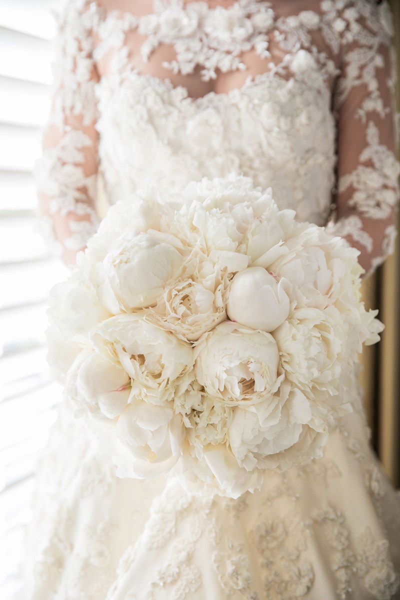 Lush Ivory Peony Bouquet
Photography: Duke Photography
Read More:
http://www.insideweddings.com/weddings/luxurious-alfresco-ceremony-ballroom-reception-in-beverly-hills/1161/ Bride in couture marchesa illusion wedding dress flower applique with bouquet white fluffy peony