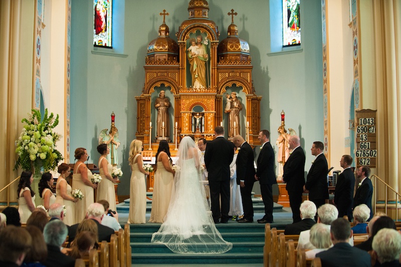 Ceremony Décor Photos - Catholic Wedding Ceremony - Inside Weddings