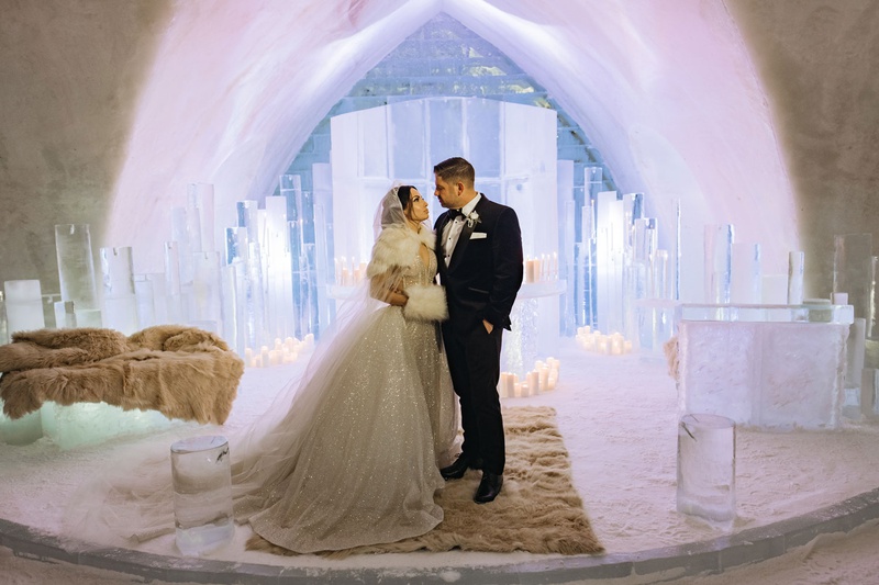Bride %26 Groom at Ice Chapel Altar
Photography: Joel %26 Justyna
Read More:
http://www.insideweddings.com/weddings/dreamy-winter-destination-wedding-in-an-ice-castle-in-quebec-city/1270/ bride and groom portrait ice castle wedding chapel snow floor faux fur rugs throws