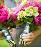 Bridesmaids' Bouquets
Photography: Cliff Mautner Photography
Read More:
http://www.insideweddings.com/weddings/spring-celebration-at-former-philadelphia-navy-yard/276/ Bridesmaids' bouquets of pink and green flowers with personalized pins