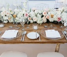 Wood Table with Floral Runner