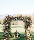 Lush Floral Chuppah
Photography: Heather Kincaid
Read More:
http://www.insideweddings.com/weddings/jewish-ceremony-romantic-fall-reception-decor-in-ojai-california/1216/ floral chuppah and table during outdoor fall jewish wedding