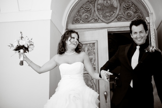 Newlyweds' Ceremony Recessional
Photography: Jessica Lewis Photography
Read More:
http://www.insideweddings.com/weddings/summer-wedding-at-the-sls-hotel-beverly-hills-california/460/ Black and white photo of couple leaving church ceremony