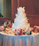 Four-Tiered White Cake
Photography: Jay Lawrence Goldman Photography
Read More:
http://www.insideweddings.com/weddings/classic-country-club-wedding-in-beverly-hills-california/10/ Wedding cake table with pink flowers