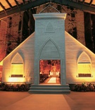 Wedding Ceremony Constructions
Photography: Robert T. Williams
Read More:
http://www.insideweddings.com/weddings/sheila-crump-johnson-and-william-t-newman-jr/134/ A chapel fascade in front of fall forest backdrop